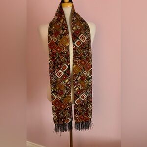 Vintage Geometric Multicolor Silk Scarf